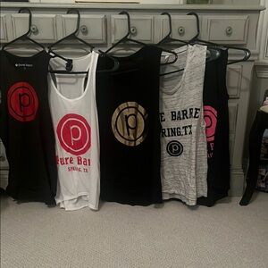 5 - Pure Barre Logo Tank Tops in Black, White, and Gray - All 5 tops for $30